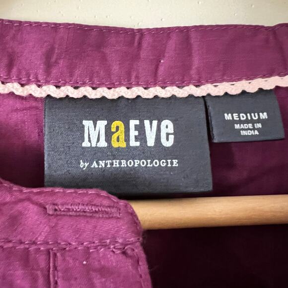 Anthropologie Maeve Women's Blouse Top Shirt Buttondown Dark Purple Floral M - Picture 5 of 8